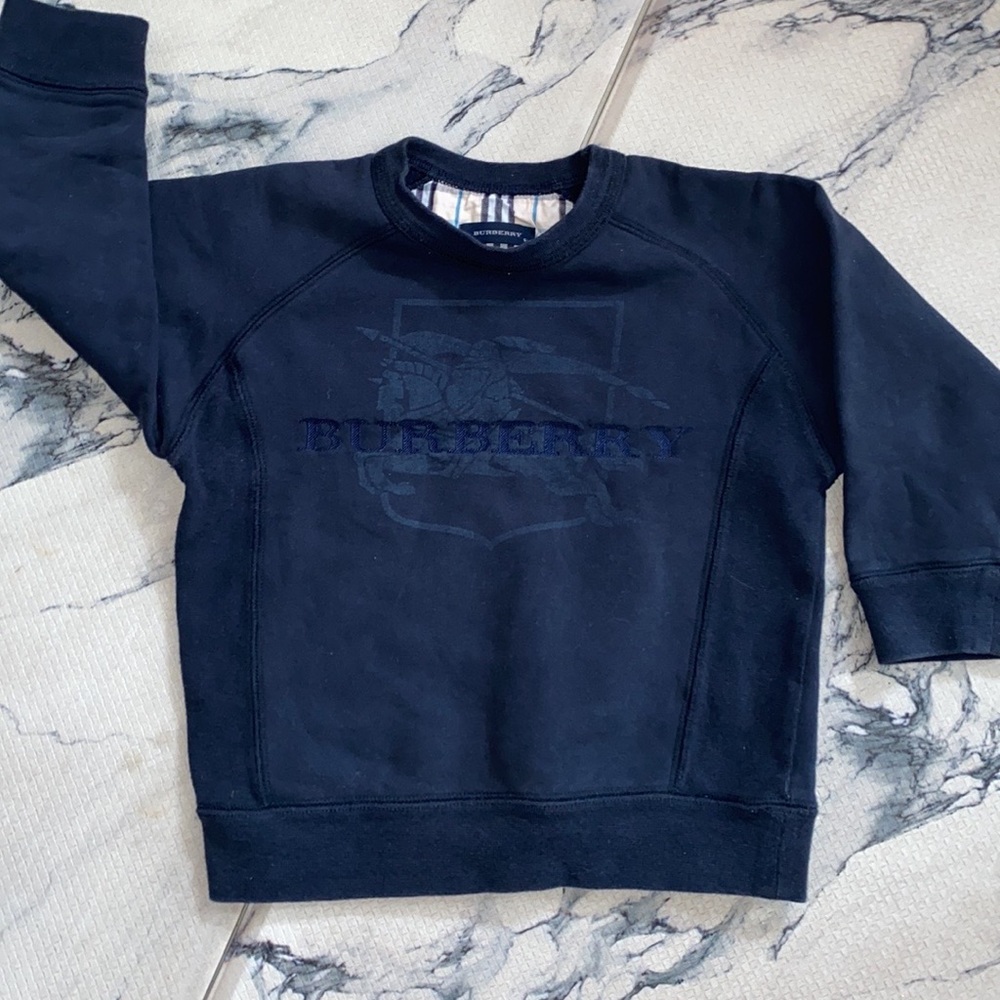Burberry Embroidered LOGO Sweatshirt! BLACK, plush lining, Unisex Size 5 🖤